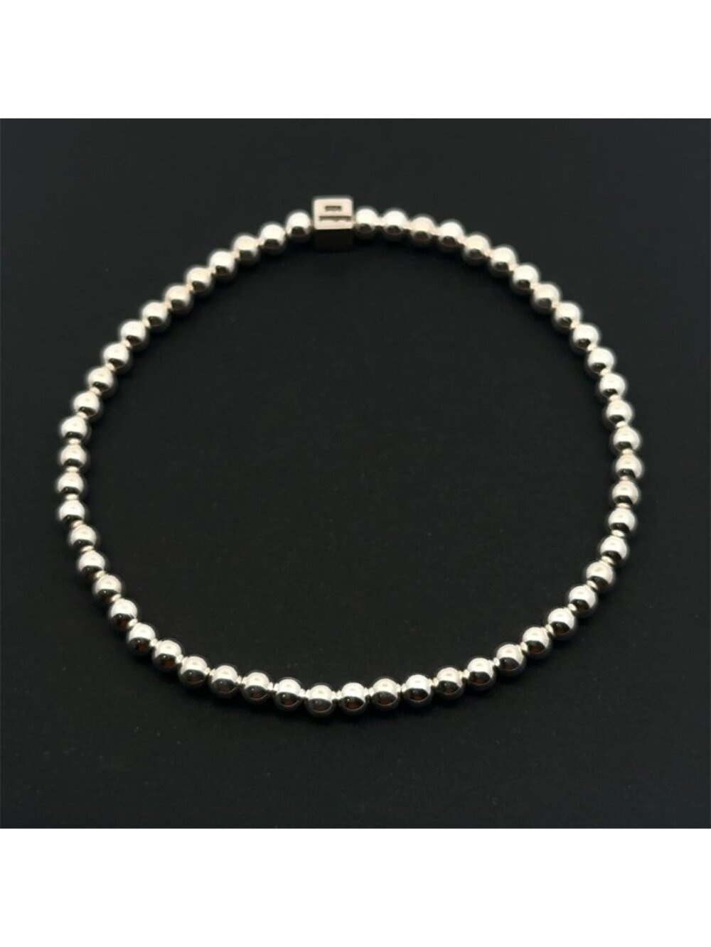 925 Sterling Silver Beaded Stretch Bracelet Minimalist Fine Jewelry